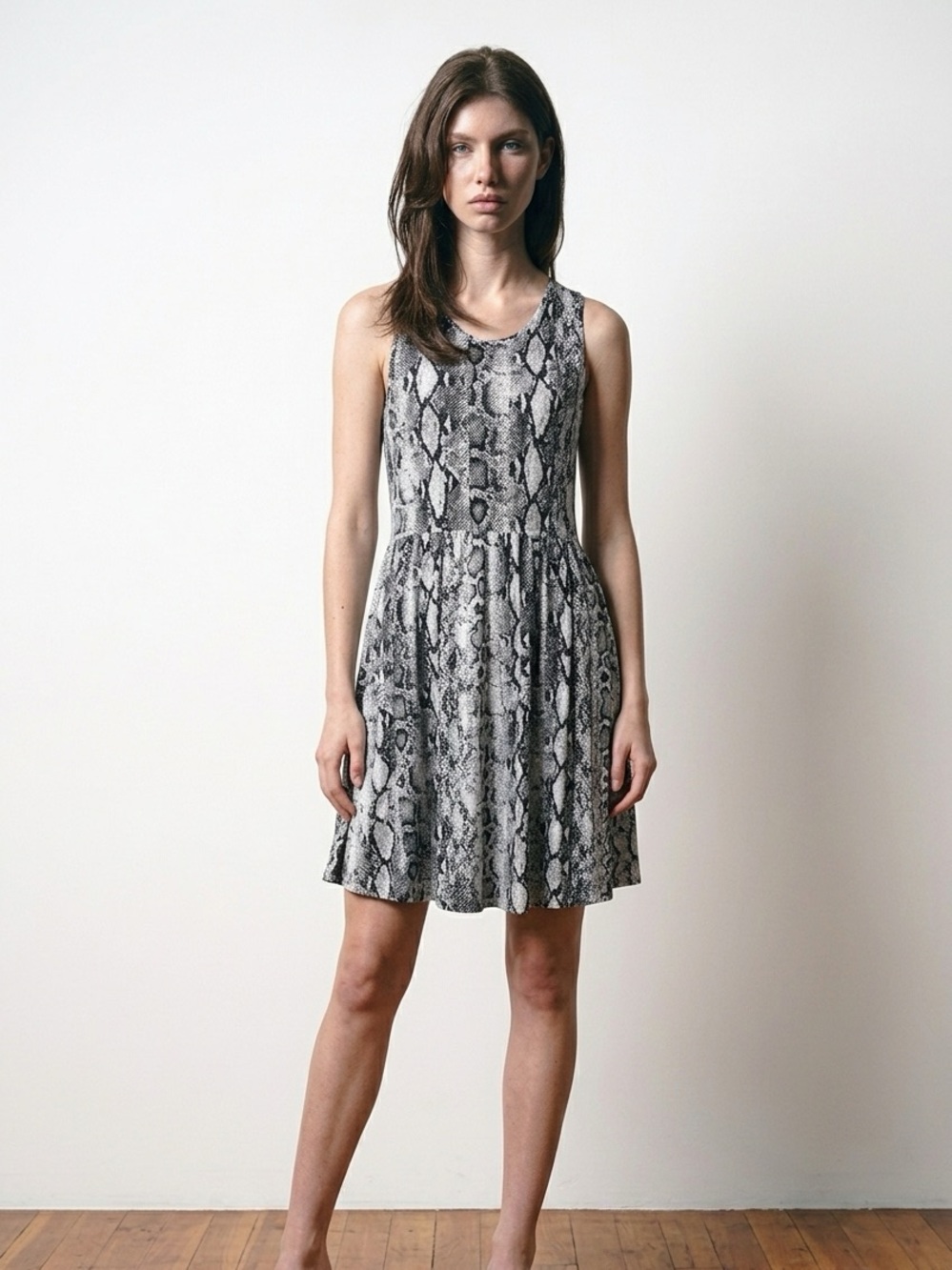 Sleeveless Snake Print Dress
